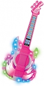 GUITARRA COM MICROFONE PEDESTAL INFANTIL ROCK ROSA - DM TOYS