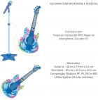 GUITARRA COM MICROFONE PEDESTAL INFAN ROCK AZUL - DM TOYS