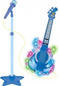 GUITARRA COM MICROFONE PEDESTAL INFAN ROCK AZUL - DM TOYS